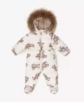 Комбинезон зимний на искусственном пуху с принтом молочный Gulliver