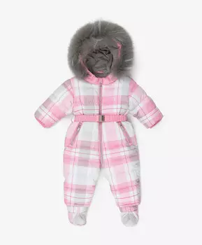 Комбинезон зимний на искусственном пуху с принтом розовый для девочки Gulliver (86-52)