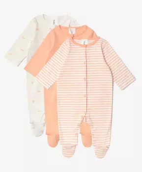 Комбинезоны-слипы для девочки комплект из 3-х штук мультицвет Gulliver