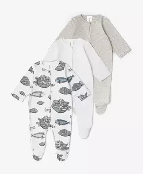 Комбинезоны-слипы для мальчика комплект из 3-х штук мультицвет Gulliver