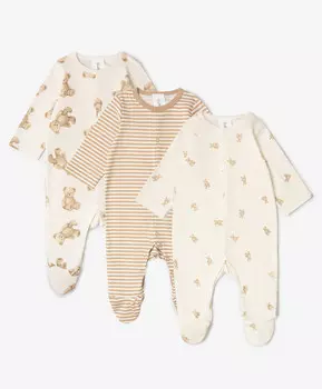 Комбинезоны-слипы комплект из 3-х штук мультицвет Gulliver (68-46)