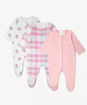 Комбинезоны-слипы комплект из 3-х штук мультицвет для девочки Gulliver (68-46)