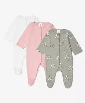 Комбинезоны-слипы комплект из 3-х штук мультицвет для девочки Gulliver