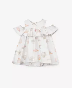 Комплект детский : платье и трусы из поплина с рисунком белые Gulliver