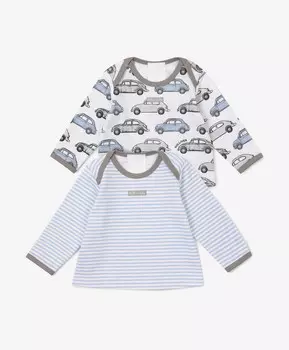 Комплект из 2х футболок с длинным рукавом голубой с принтом Gulliver (3-6 м)