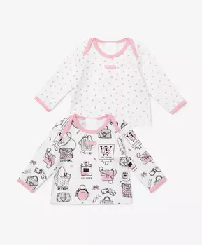 Комплект из 2х футболок с длинным рукавом белый с принтом Gulliver (3-6 м)