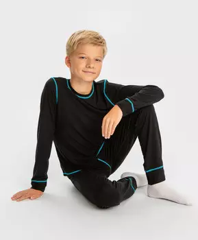 Комплект термобелья из джемпера и брюк с контрастными швами черный детский Button Blue