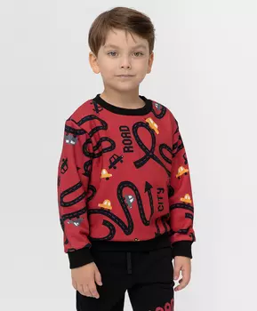 Красная толстовка из футера с принтом Button Blue