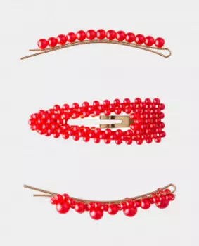 Красный набор заколок с декором Gulliver