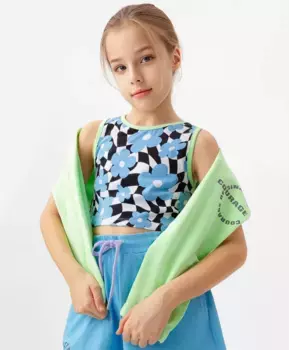 Кроп-топ с принтом Button Blue (152)