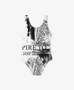 Купальник для девочки слитный чёрно-белый Gulliver