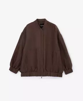 Куртка-бомбер оверсайз без подкладки из ткани с преобладанием льна коричневая GLVR
