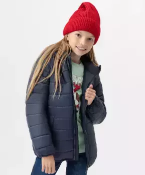 Куртка демисезонная базовая с капюшоном синяя Button Blue (110)
