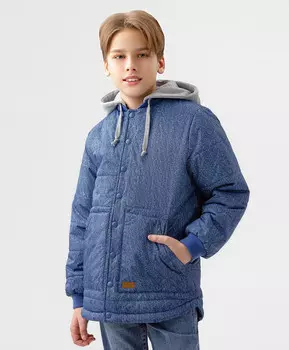 Куртка демисезонная с джинсовым принтом синяя Button Blue (152)