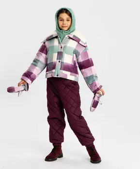 Куртка демисезонная с капюшоном и варежками мультицвет для девочки Button Blue (134)