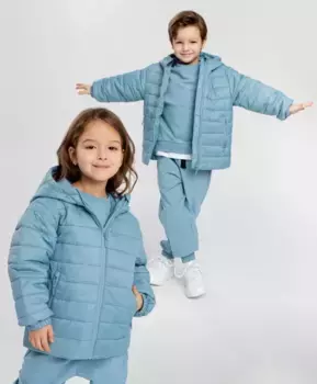 Куртка демисезонная стёганная с капюшоном голубая детская Button Blue (110)