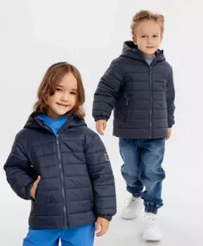 Куртка демисезонная стёганная с капюшоном синяя детская Button Blue (128)