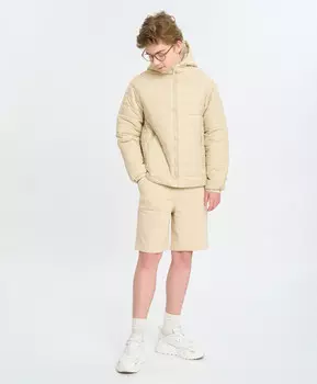 Куртка детская базовая демисезонная молочная с капюшоном Button Blue