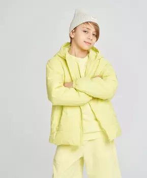Куртка детская базовая демисезонная желтая с капюшоном Button Blue