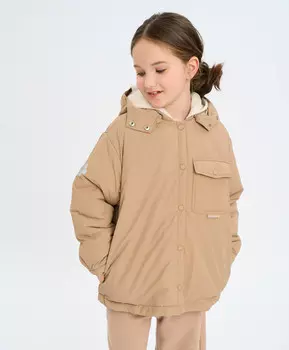 Куртка детская демисезонная коричневая на кнопках с двумя капюшонами Button Blue