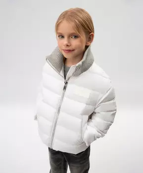 Куртка для девочки белая из плащовки на натуральном пуху Roberto Moretti