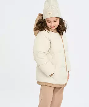 Куртка для девочки демисезонная серая с эффектом многослойности Button Blue