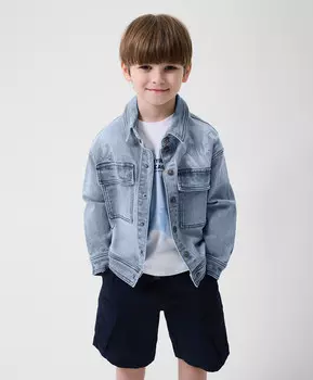 Куртка для мальчика джинсовая голубая Gulliver
