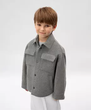 Куртка для мальчика из пальтовой шерстяной ткани серая Roberto Moretti
