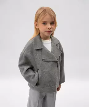 Куртка-косуха для девочки серая из пальтовой шерстяной ткани Roberto Moretti