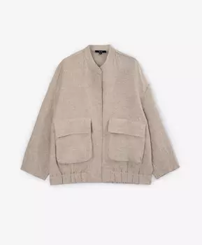 Куртка оверсайз из твида с высоким содержанием льна без подкладки бежевая GLVR