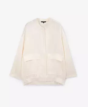 Куртка оверсайз из вискозной ткани с содержанием льна и хлопка молочная GLVR