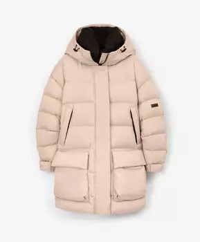 Куртка оверсайз на натуральном пуху бежевая GLVR (L)