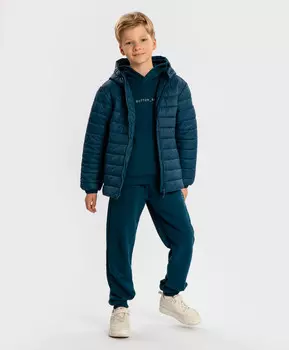 Куртка с капюшоном демисезонная стеганая синяя детская Button Blue (110)