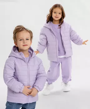 Куртка с капюшоном демисезонная стёганная сиреневая детская Button Blue (98)