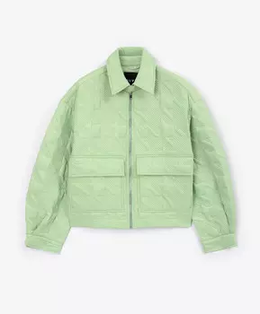 Куртка укороченная стеганая со спущенным плечом салатовая GLVR (XL)