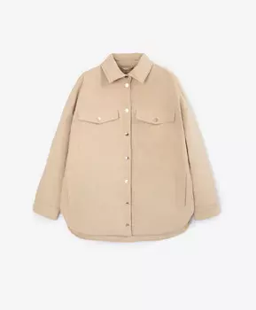 Куртка утепленная рубашечного кроя плащевая бежевая GLVR
