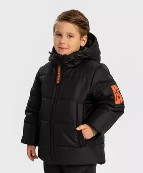 Куртка зимняя с капюшоном черная для мальчика Button Blue