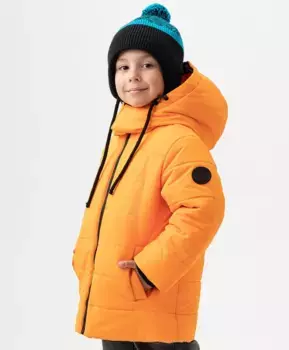 Куртка зимняя с капюшоном и манжетами оранжевая Button Blue (122)