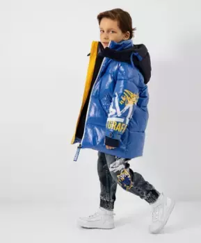 Куртка зимняя с влагонепроницаемой молнией синяя Gulliver (134)