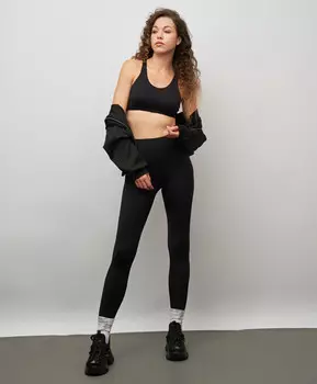 Леггинсы с широким поясом для женщины черные Jumkey (XS)