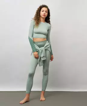 Леггинсы с широким поясом для женщины зеленые Jumkey (XS)