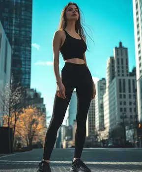 Леггинсы спортивные с карманом на молнии для женщины черные Jumkey (50 (XL))