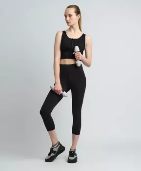 Леггинсы спортивные с карманом на молнии для женщины черные Jumkey
