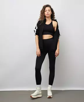 Леггинсы спортивные с поддержкой ягодиц и утягивающим эффектом для женщины черные Jumkey