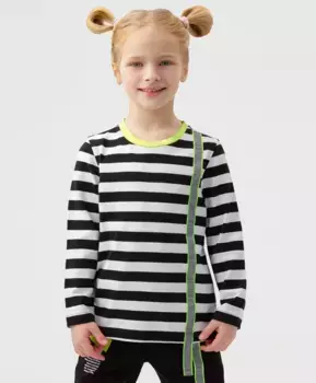 Лонгслив черно-белый в полоску Button Blue (104)