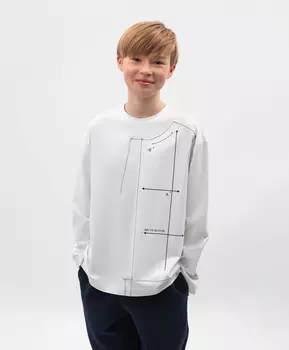 Лонгслив для мальчика с принтом белый Gulliver