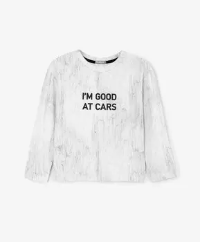 Лонгслив для мальчика с принтом серый Gulliver (116)