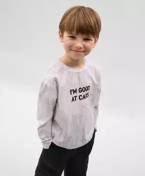 Лонгслив для мальчика с принтом серый Gulliver