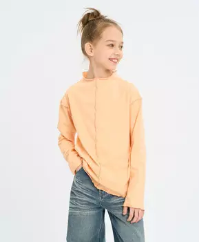 Лонгслив оранжевый для девочки с внешними швами Button Blue