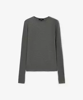 Лонгслив полуприлегающего силуэта из вязаного трикотажа серый GLVR (S)